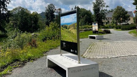 Tafeln im Kurpark Schierke im Rahmen einer Wanderausstellung